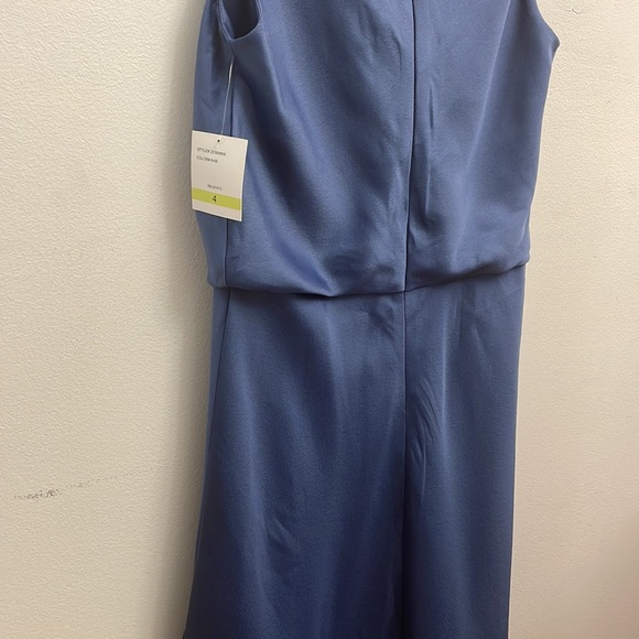 Just taylor satin silky blue scoop neck sleeveless formal dress sz 4 NWT - Picture 3 of 6